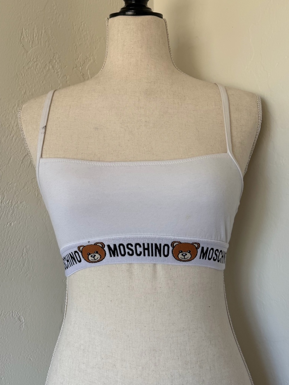 Moschino White Teddy Bear Bra Crop Top [XS]